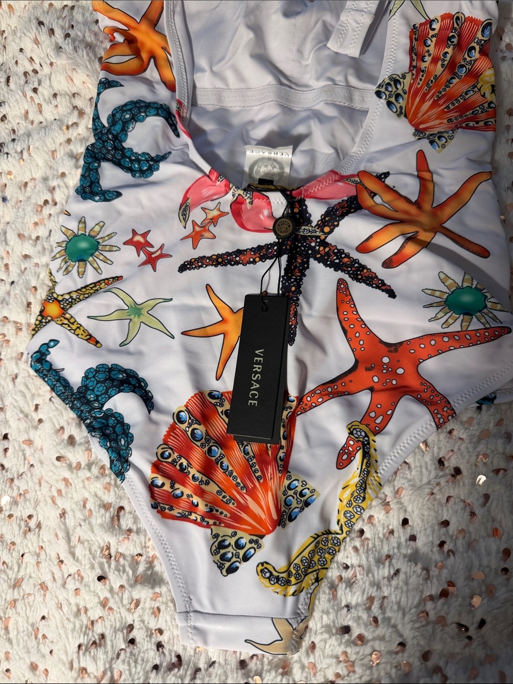 Versace White Multicolor Seashell & Starfish One-Piece - Picture 8 of 9